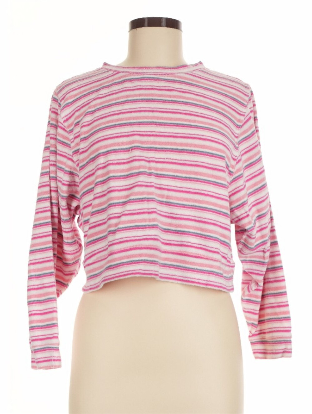 Multicolor Striped Long Sleeve Cropped Top